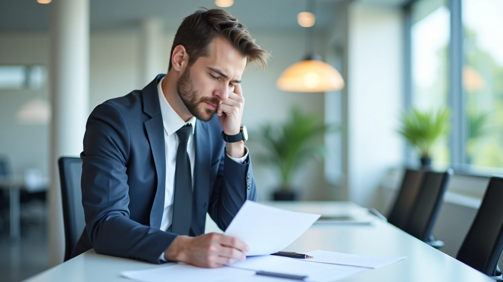 Financial analyst reviewing regulatory compliance documents and GAAP standards in modern workspace with natural lighting