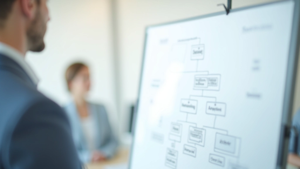 Corporate organizational structure and consolidation requirements diagram on whiteboard